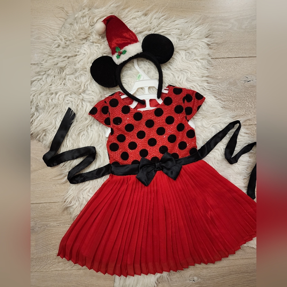 NWOT,  Christmas Minnie Mouse Dress and accessories,  18-24m